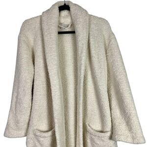 Barefoot Dreams Small Sz 1 Bath Robe CozyChic White Long Tie Pockets Cozy Fleece